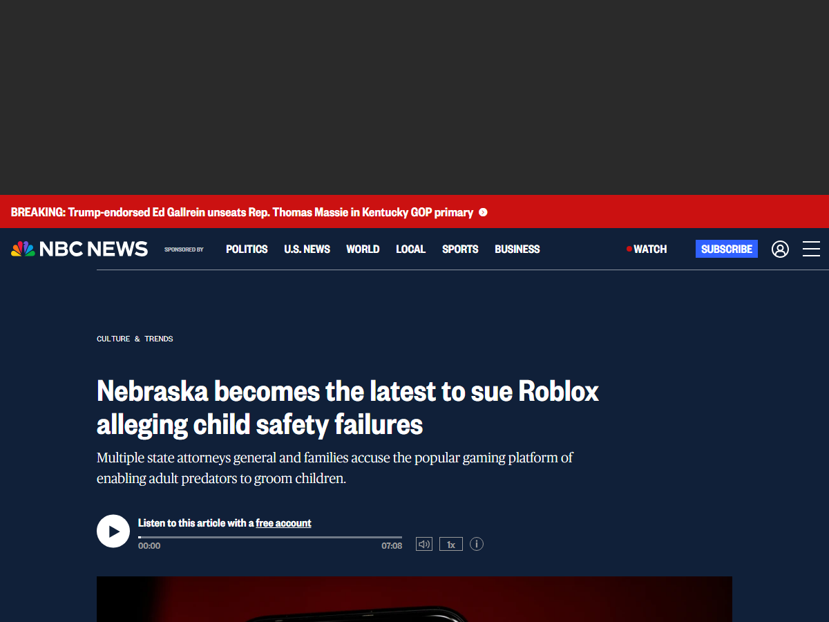 Nebraska becomes the latest state to sue Roblox over child safety failures